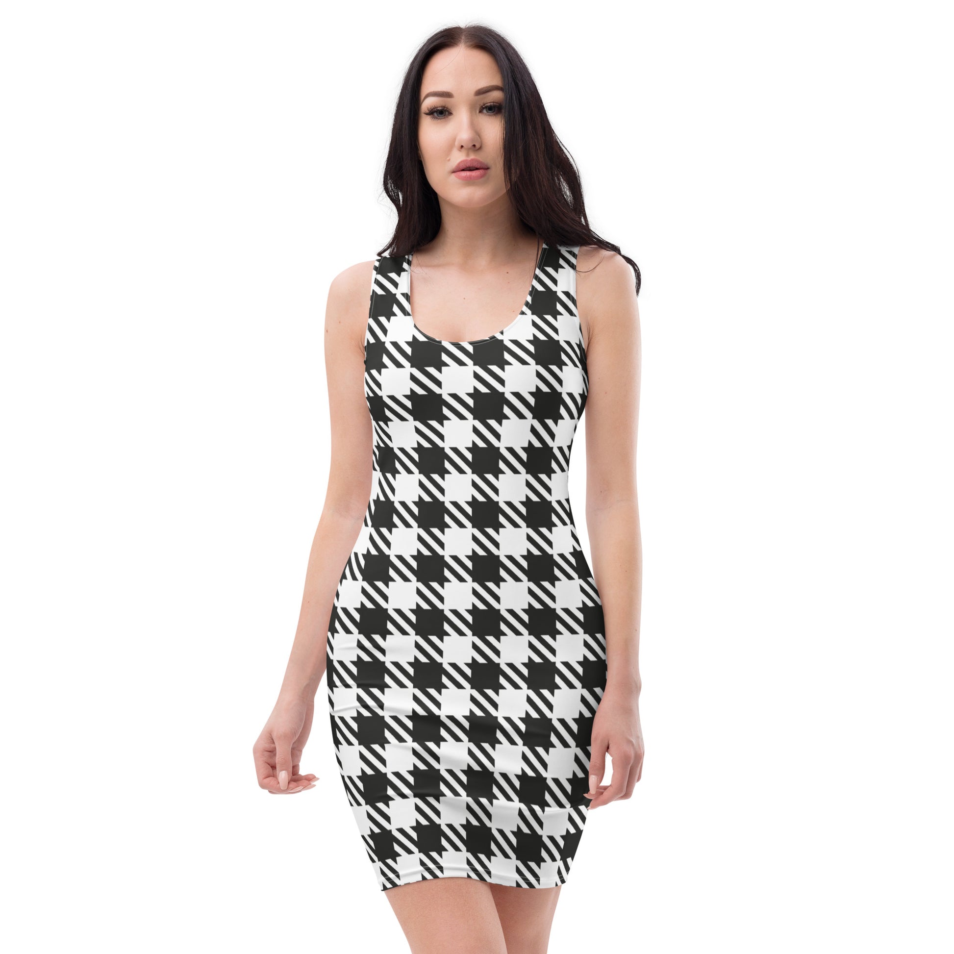 Royal Check - Inspired By Selena Gomez - Sustainably Made Bodycon dres Royal Check - Inspired By Selena Gomez - Sustainably Made Bodycon dres