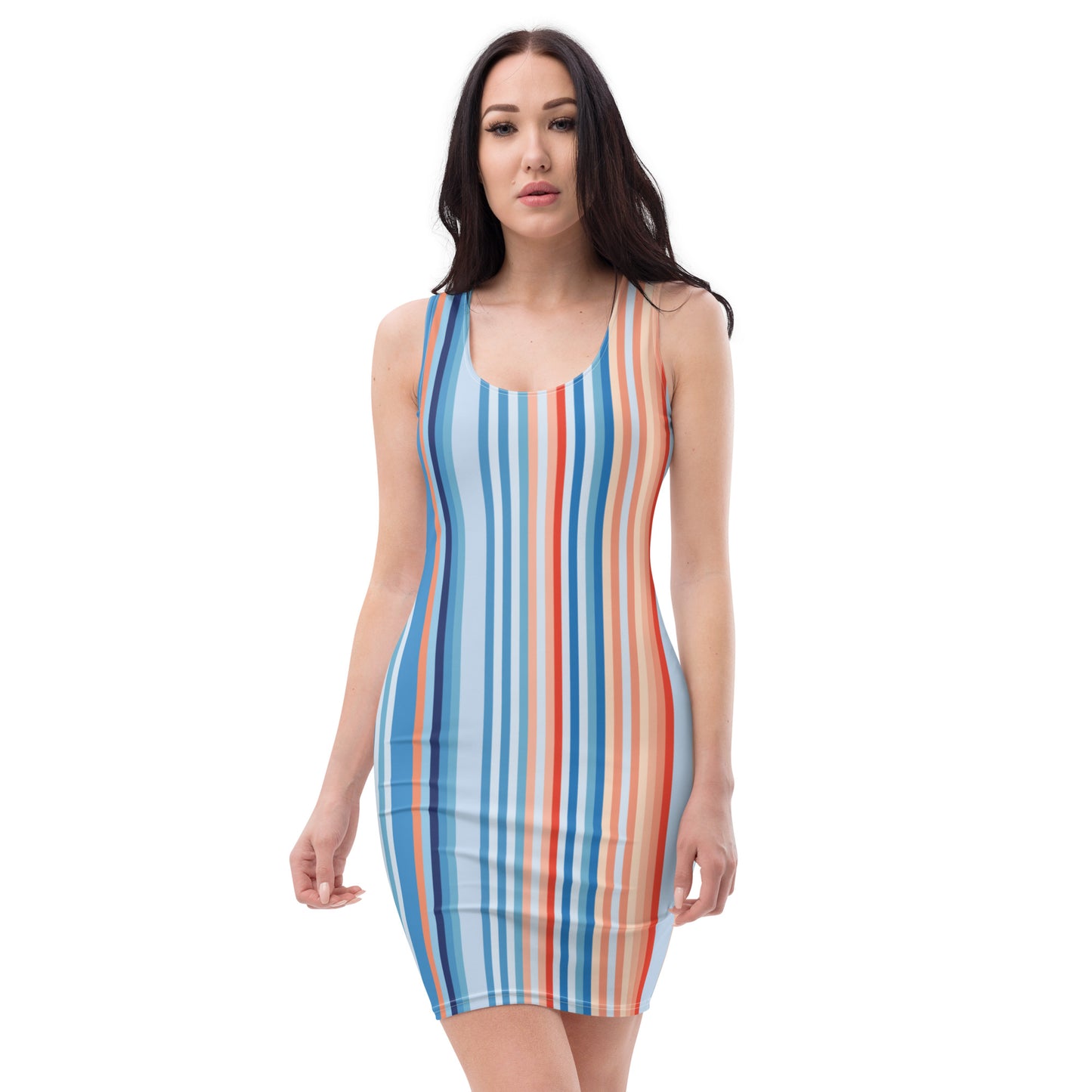 Climate Change Global Warming Stripes - Sustainably Made Dress Vertical