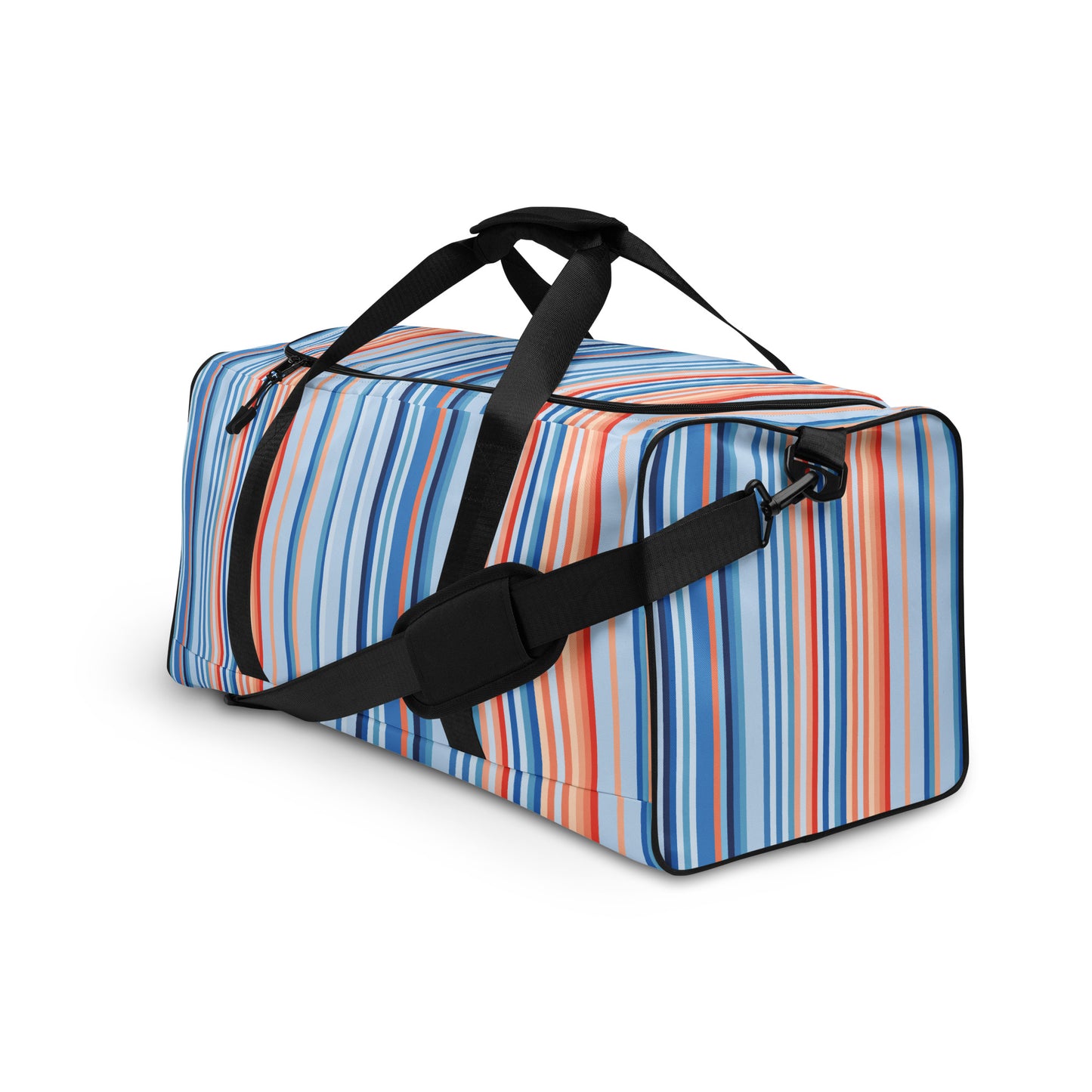 Climate Change Global Warming Stripes - Sustainably Made Duffle bag Vertical