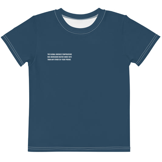 Ocean Blue Climate Change Global Warming Statement - Sustainably Made Kids crew neck t-shirt