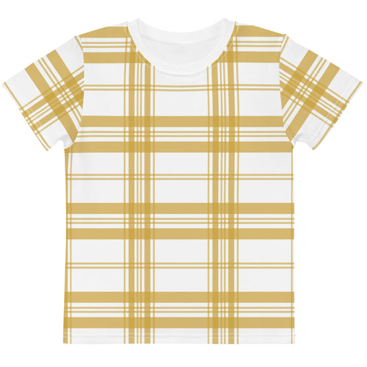 Mustard Tartan - Inspired By Zendaya - Sustainably Made Kids crew neck t-shirt