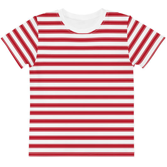 Red Stripes - Inspired By Selena Gomez - Sustainably Made Kids crew neck t-shirt