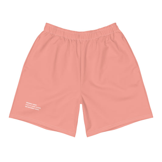 Coral Pink Climate Change Global Warming Statement - Sustainably Made Men's Recycled Athletic Shorts