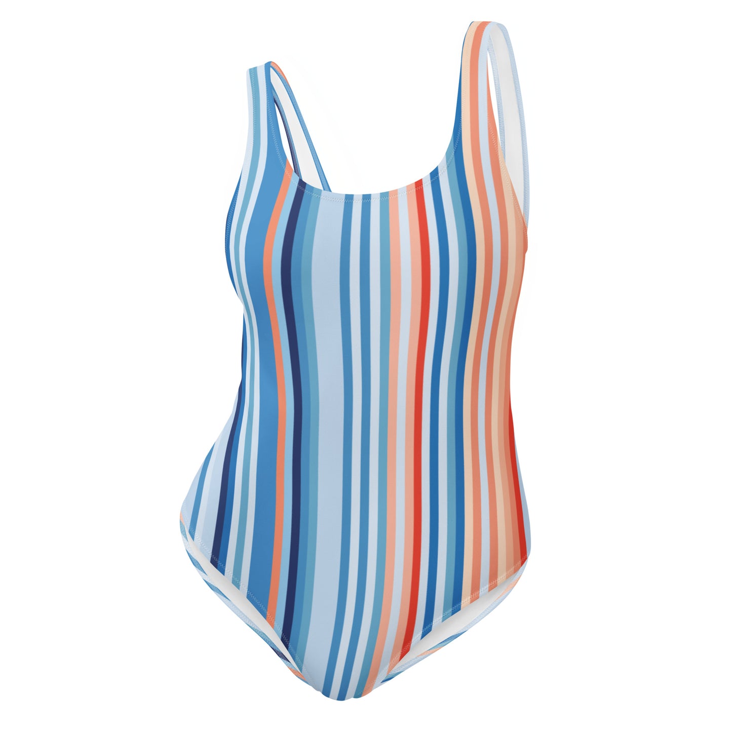 Climate Change Global Warming Stripes - Sustainably Made One-Piece Swimsuit Vertical