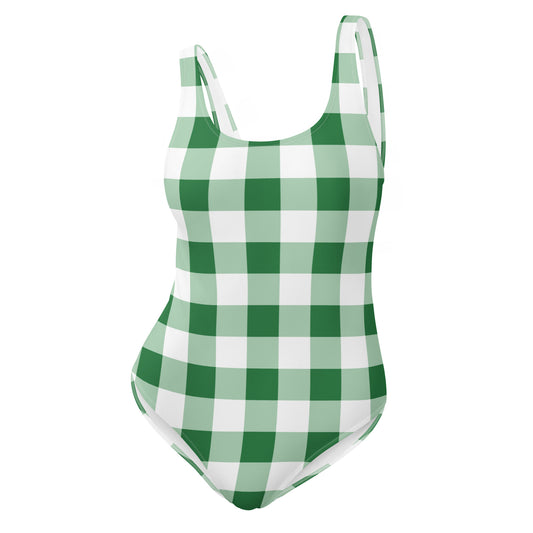 Gingham Green - Inspired By Harry Styles - Sustainably Made  One-Piece Swimsuit