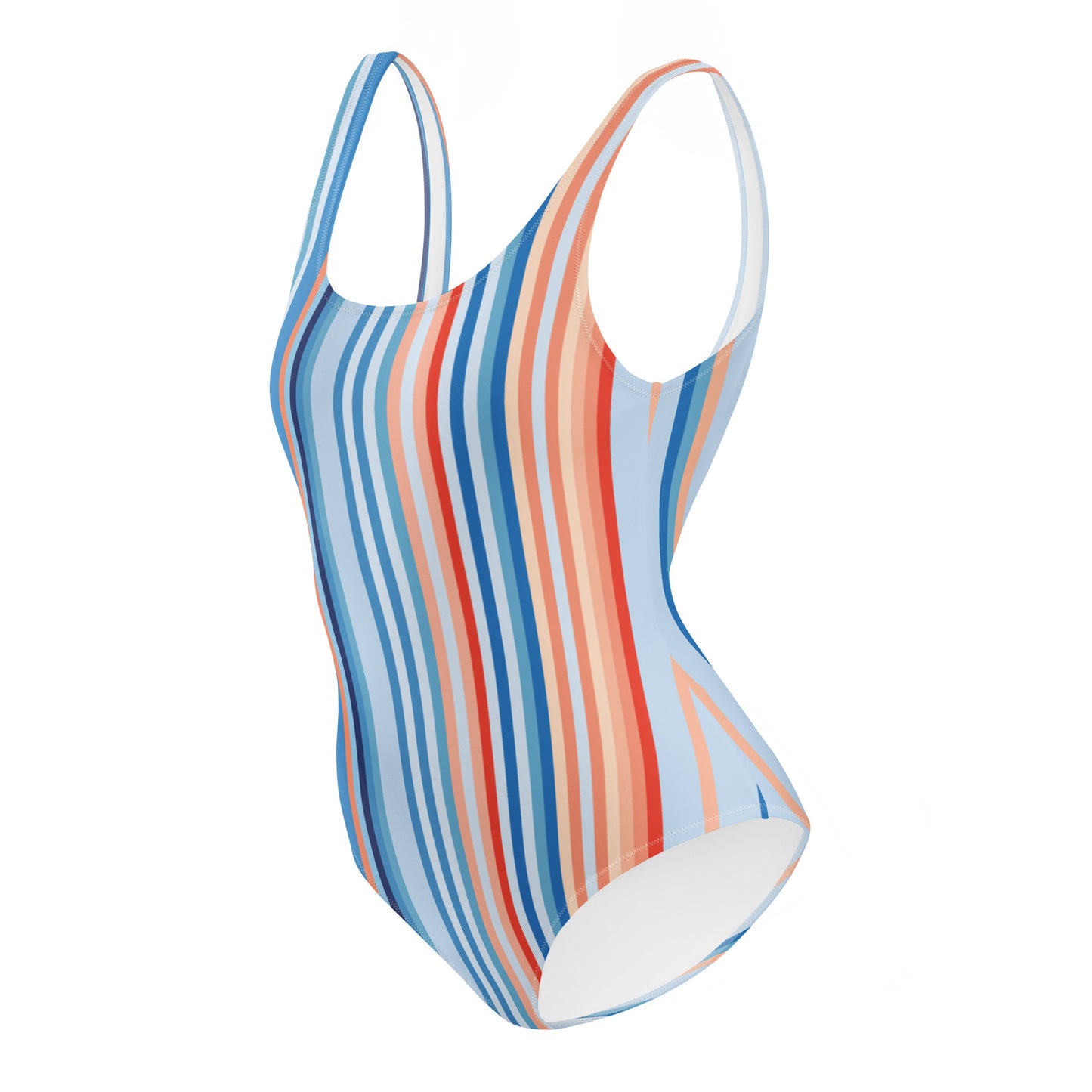 Climate Change Global Warming Stripes - Sustainably Made One-Piece Swimsuit Vertical