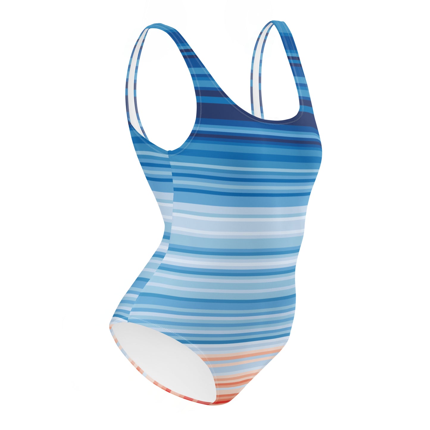 Climate Change Global Warming Stripes - Sustainably Made One-Piece Swimsuit