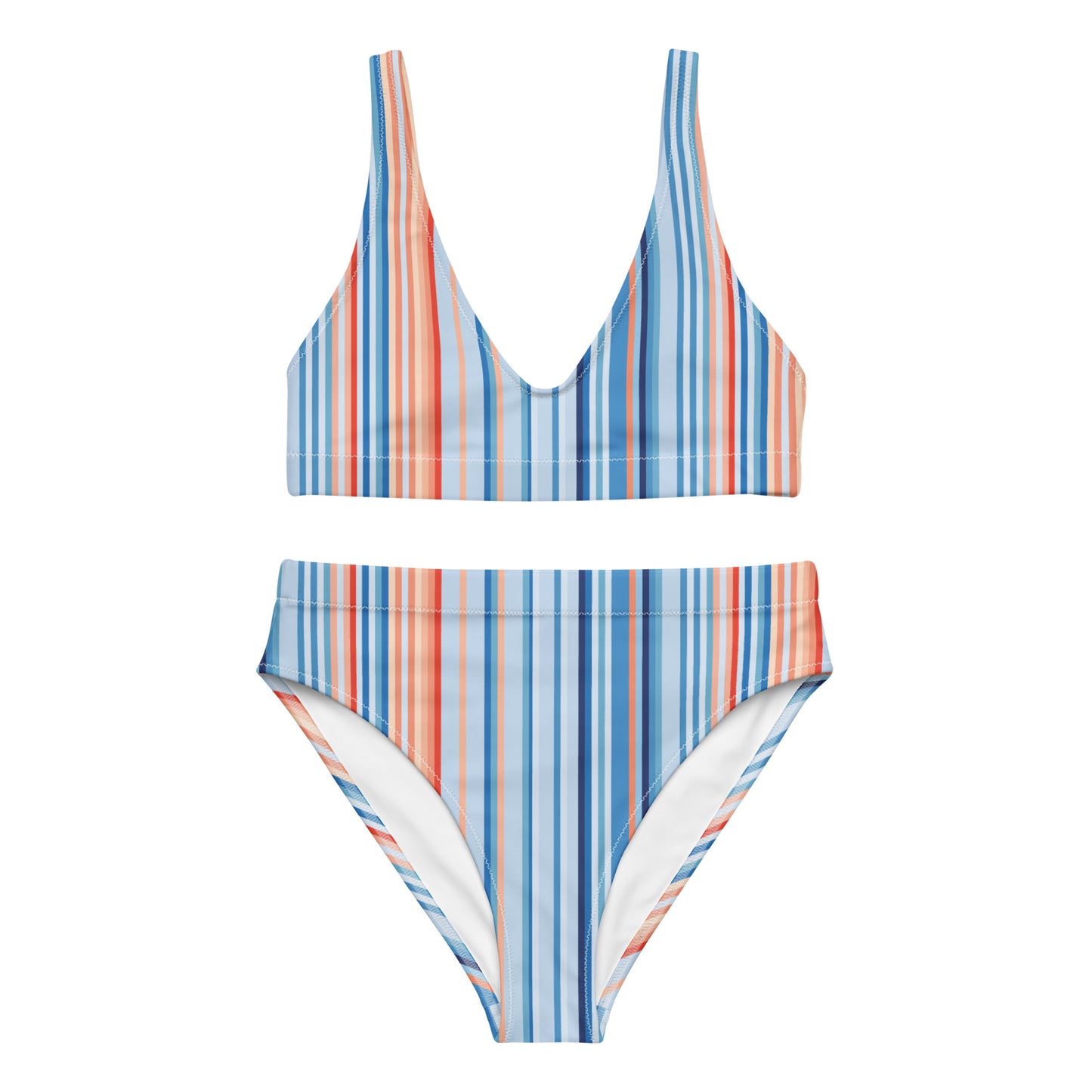 Climate Change Global Warming Stripes - Sustainably Made Recycled high-waisted bikini vertical