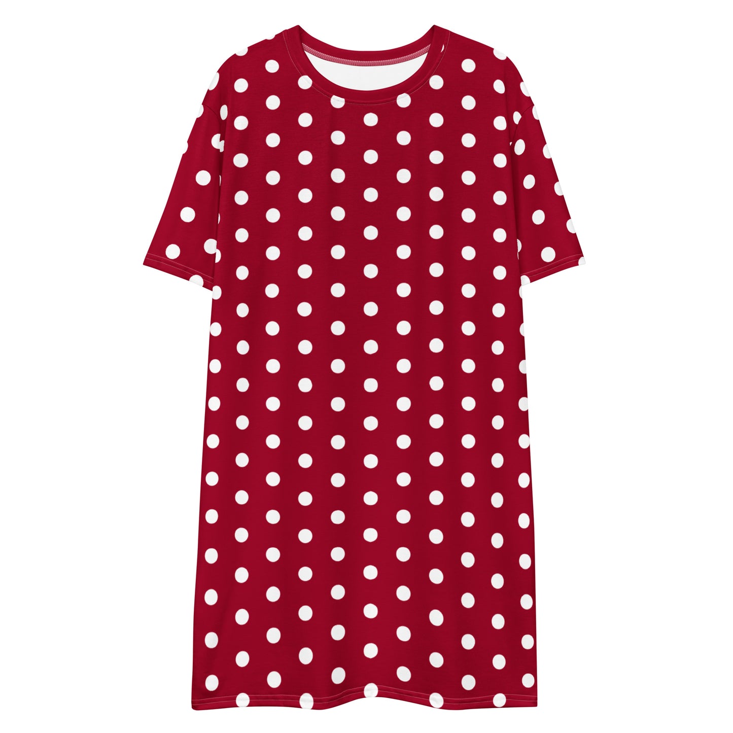 Maroon Pola Dot - Inspired By Taylor Swift - Sustainably Made T-shirt dress