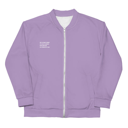 Lilac Climate Change Global Warming Statement - Sustainably Made Bomber Jacket