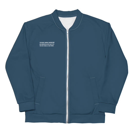 Ocean Blue Climate Change Global Warming Statement - Sustainably Made Bomber Jacket