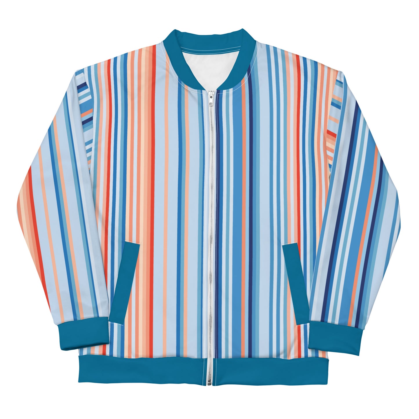 Climate Change Global Warming Stripes - Sustainably Made Bomber Jacket Vertical