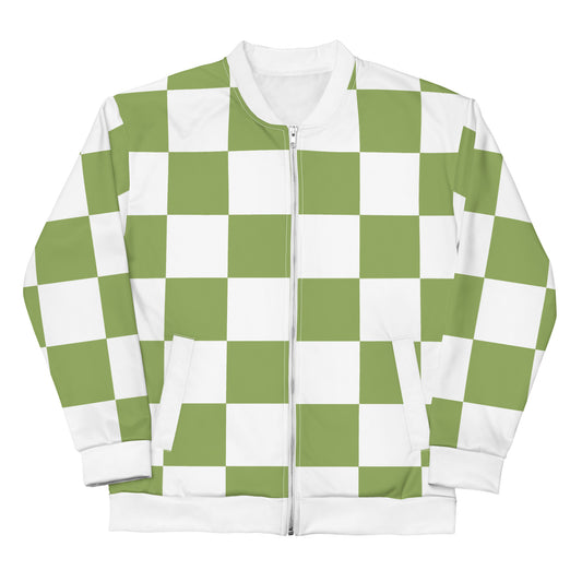 Green Chess Pattern - Inspired By Zendaya - Sustainably Made Unisex Bomber Jacket