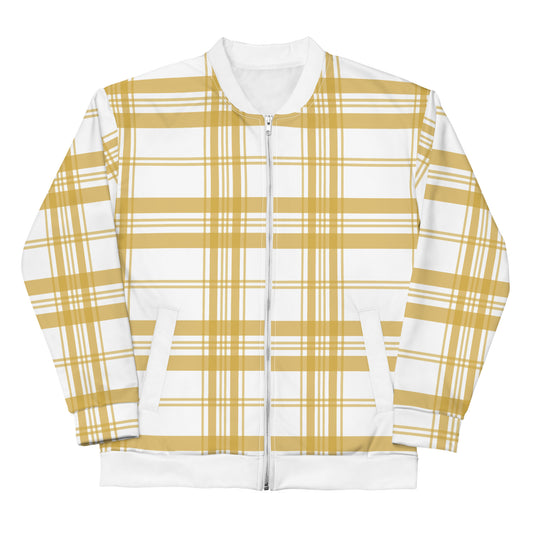 Mustard Tartan - Inspired By Zendaya - Sustainably Made Unisex Bomber Jacket