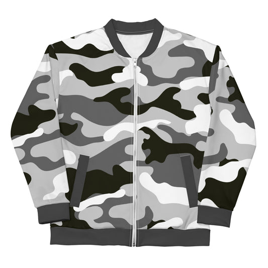 Grey Camo - Inspired By Zendaya - Sustainably Made Unisex Bomber Jacket