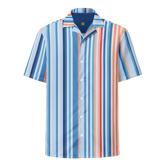 Climate Change Global Warming Stripes - Sustainably Made Unisex button shirt vertical