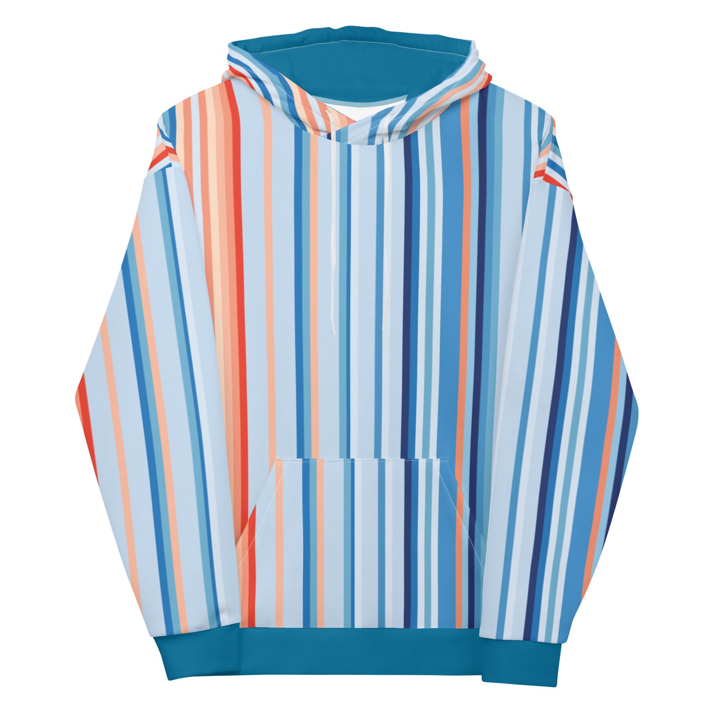 Climate Change Global Warming Stripes - Sustainably Made Hoodie Vertical