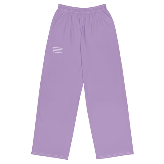 Lilac Climate Change Global Warming Statement - Sustainably Made unisex wide-leg pants