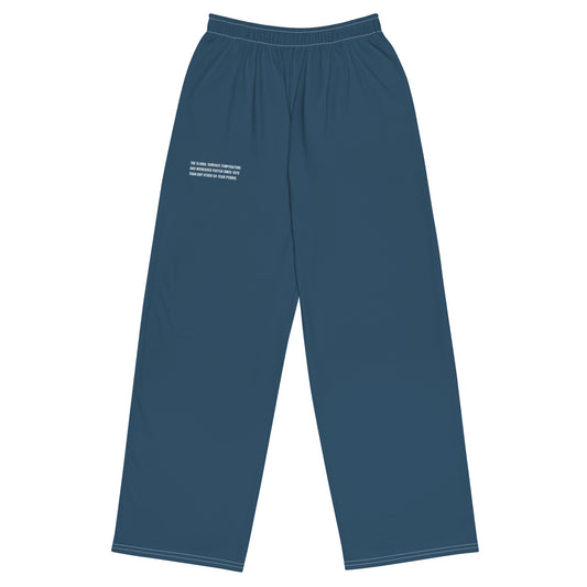 Ocean Blue Climate Change Global Warming Statement - Sustainably Made unisex wide-leg pants