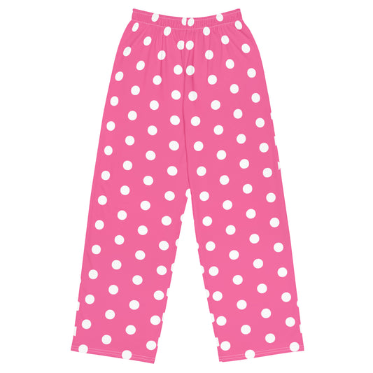 Pink Polkadot - Inspired By Harry Styles - Sustainably Made wide-leg pants