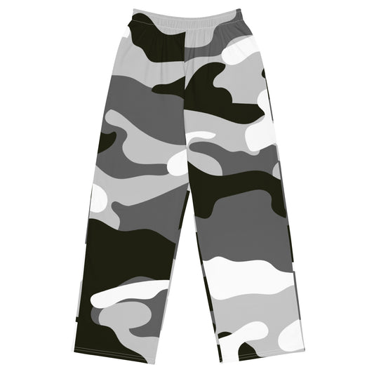Grey Camo - Inspired By Zendaya - Sustainably Made unisex wide-leg pants