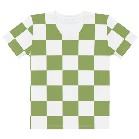 Green Chess Pattern - Inspired By Zendaya - Sustainably Made Women’s Short Sleeve Tee