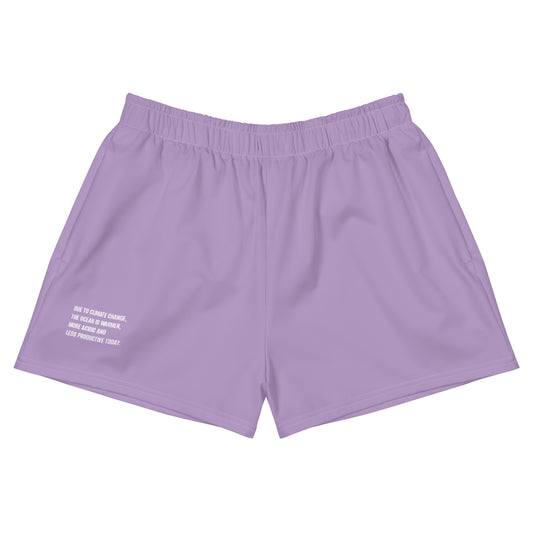 Lilac Climate Change Global Warming Statement - Sustainably Made Women’s Recycled Athletic Shorts