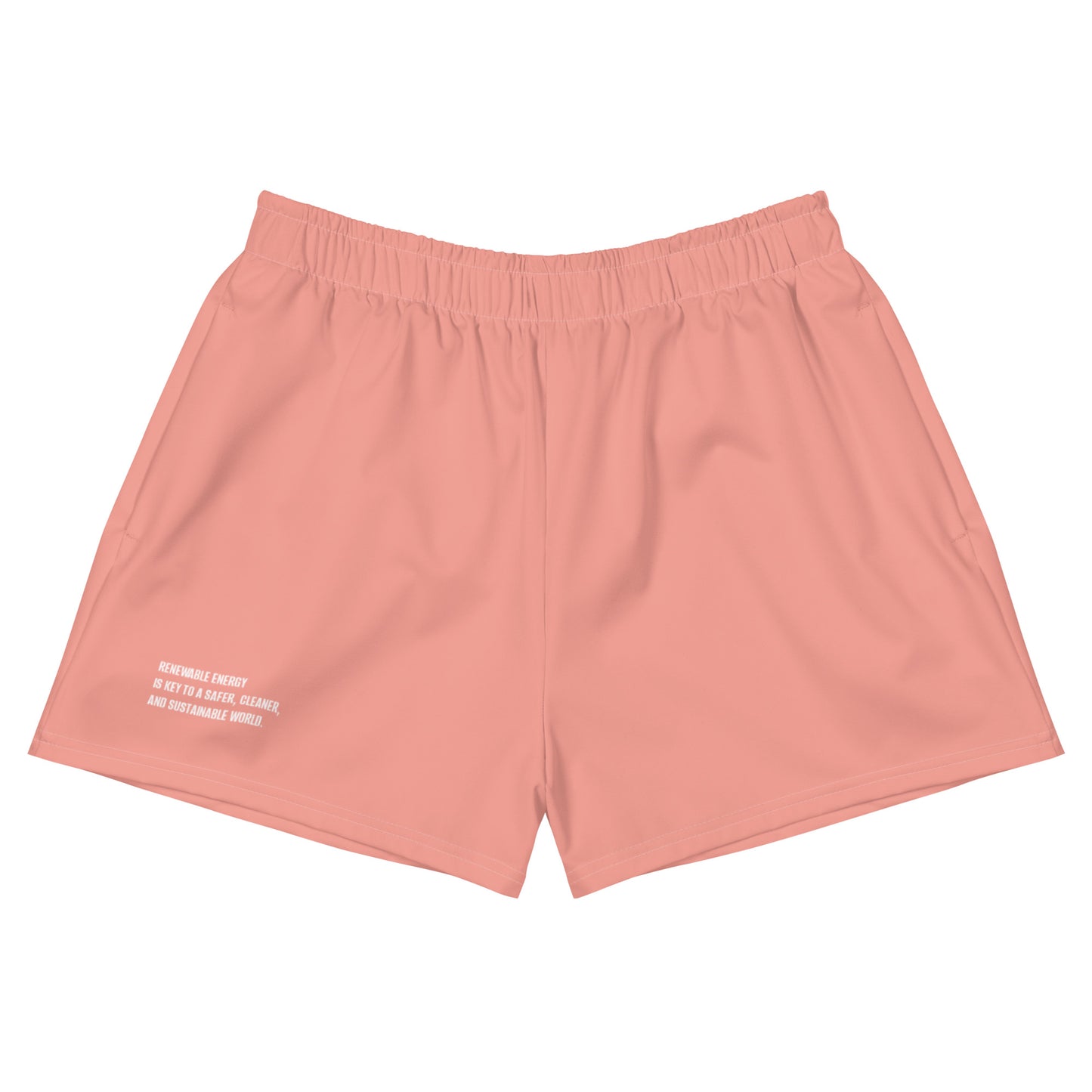 Coral Pink Climate Change Global Warming Statement - Sustainably Made Women’s Recycled Athletic Shorts