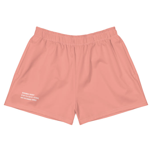 Coral Pink Climate Change Global Warming Statement - Sustainably Made Women’s Recycled Athletic Shorts