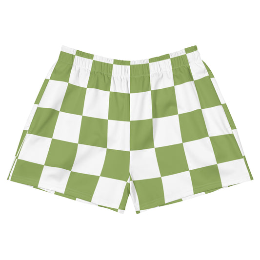 Green Chess Pattern - Inspired By Zendaya - Sustainably Made Women’s Shorts