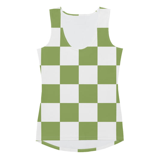 Green Chess Pattern - Inspired By Zendaya - Sustainably Made Tank Top