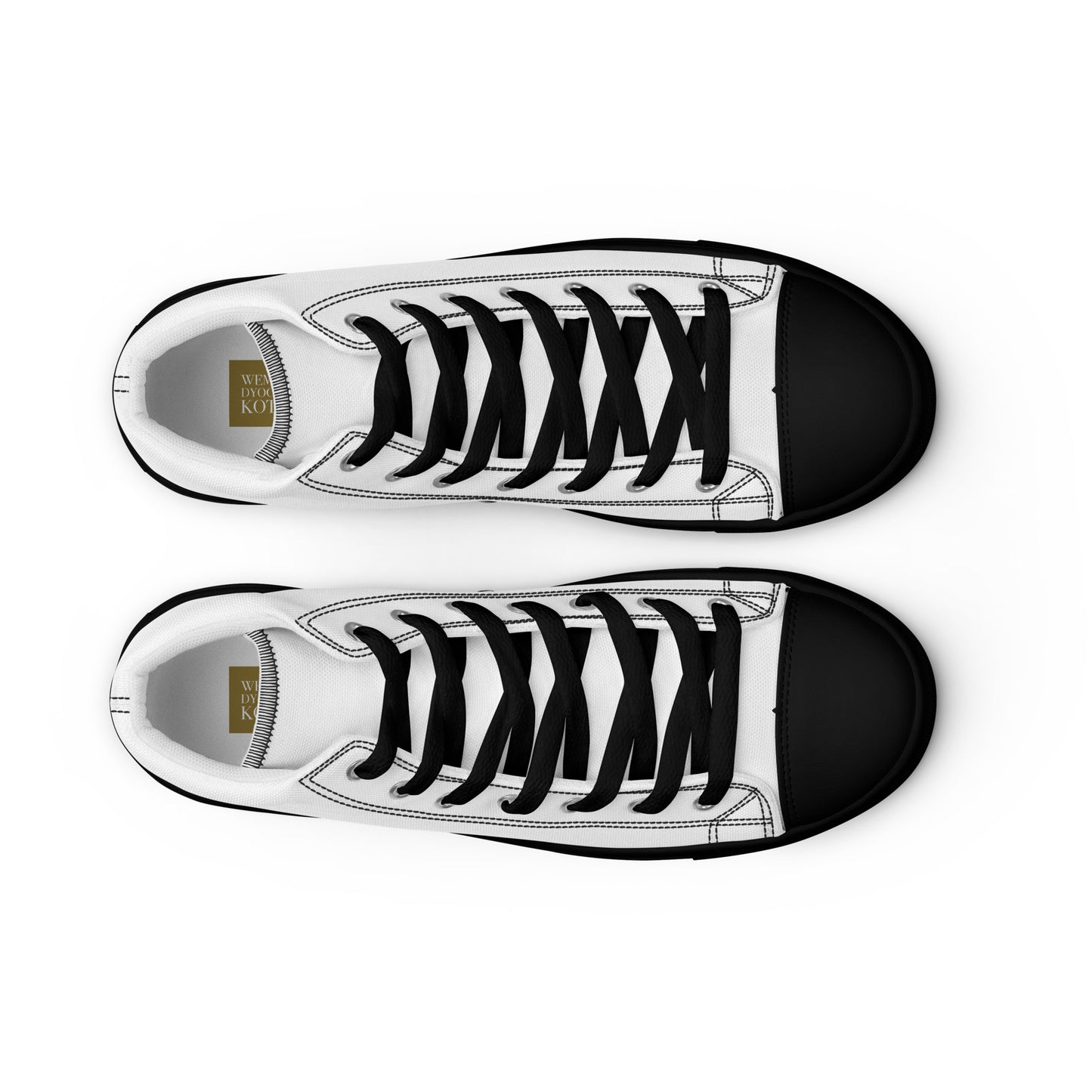 White Black - Sustainably Made Men's High Top Canvas Shoes