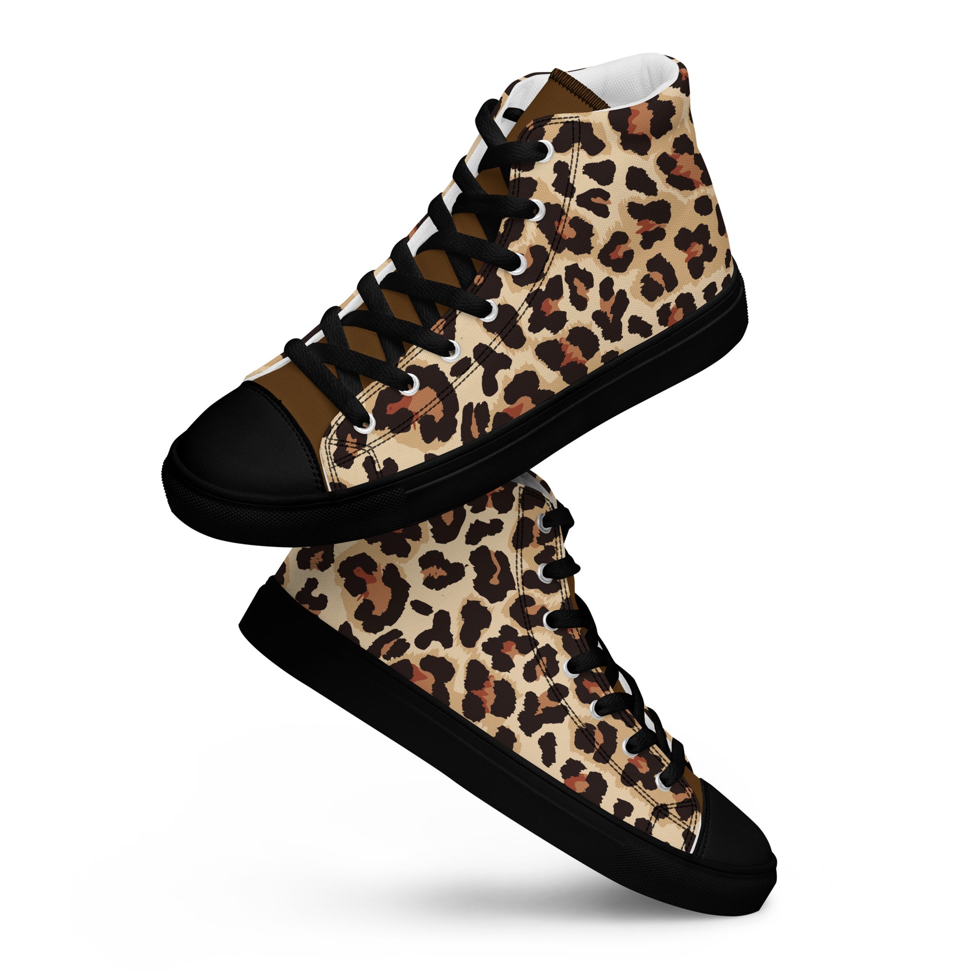 Leopard Print Men's high top canvas shoes - Main Image