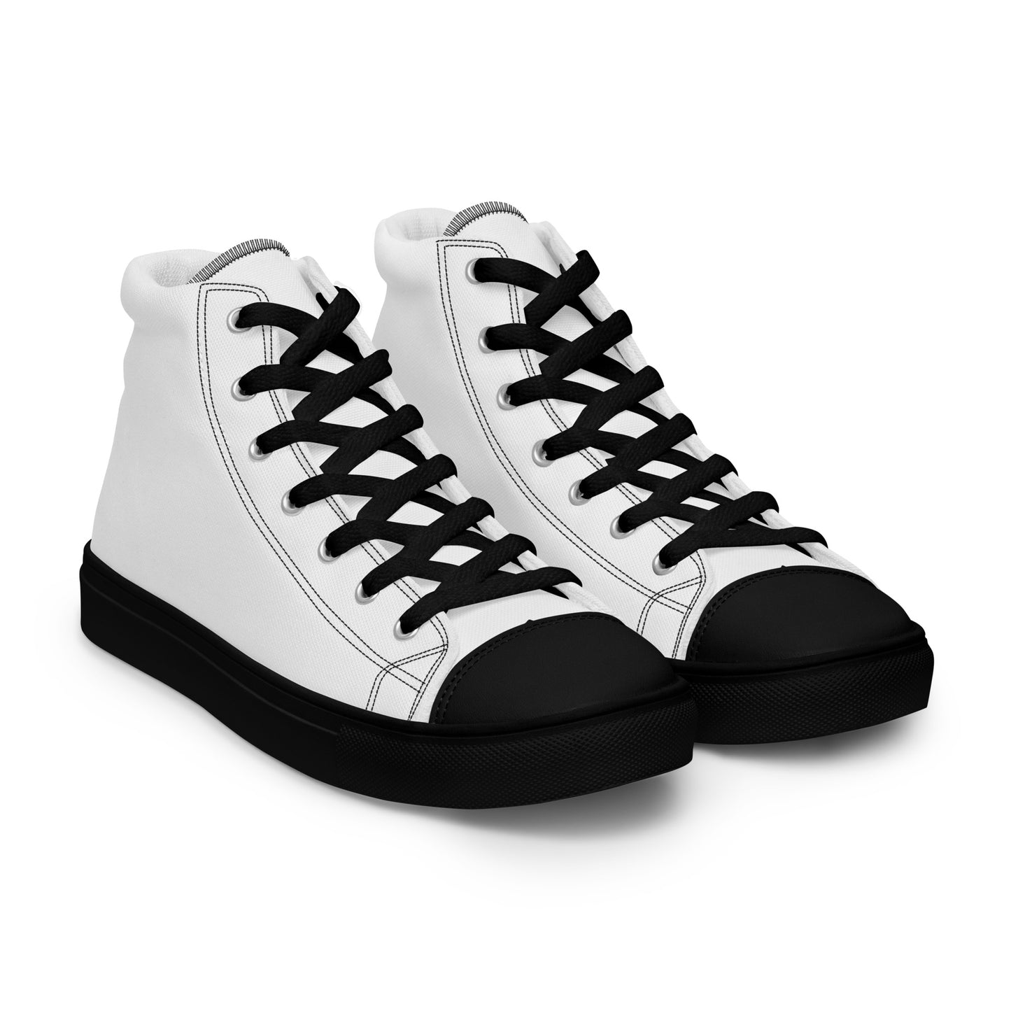 White Black - Sustainably Made Men's High Top Canvas Shoes