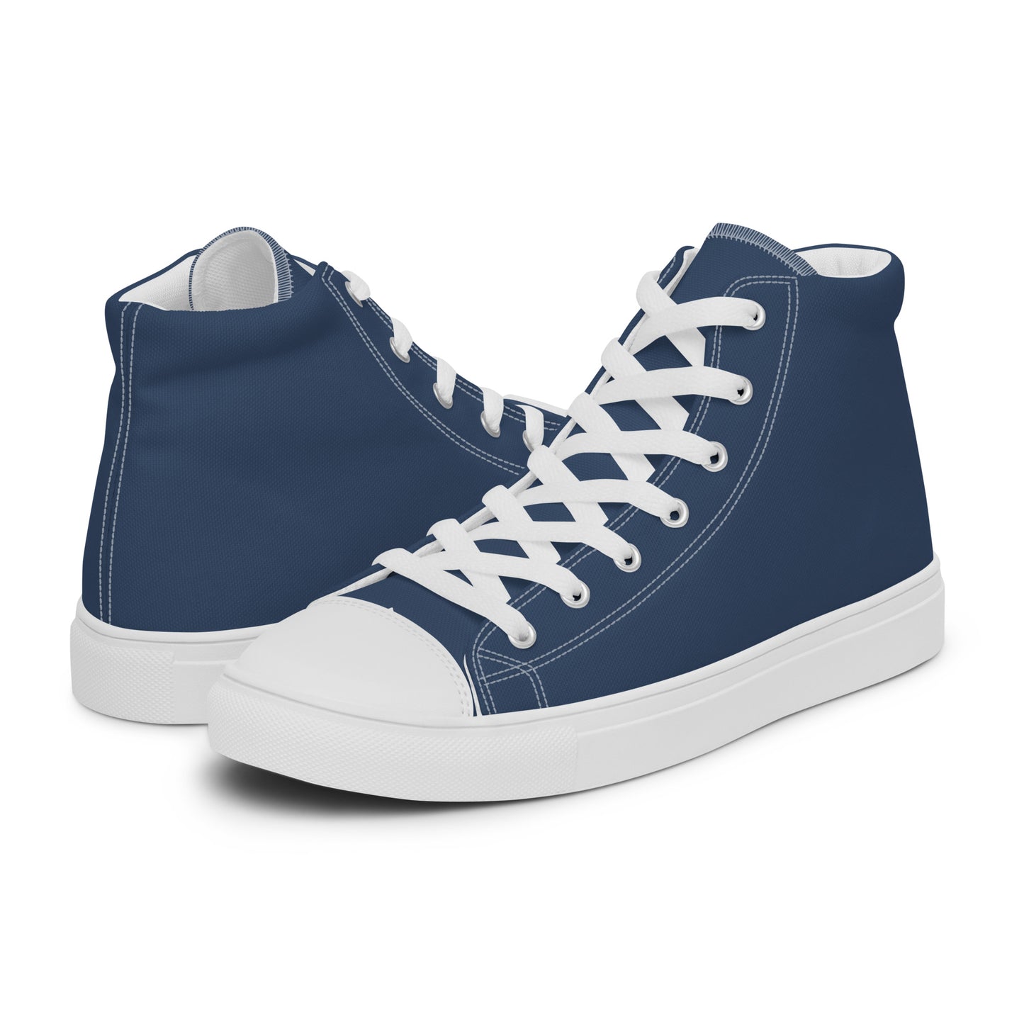 Navy Blue - Sustainably Made Men's High Top Canvas Shoes