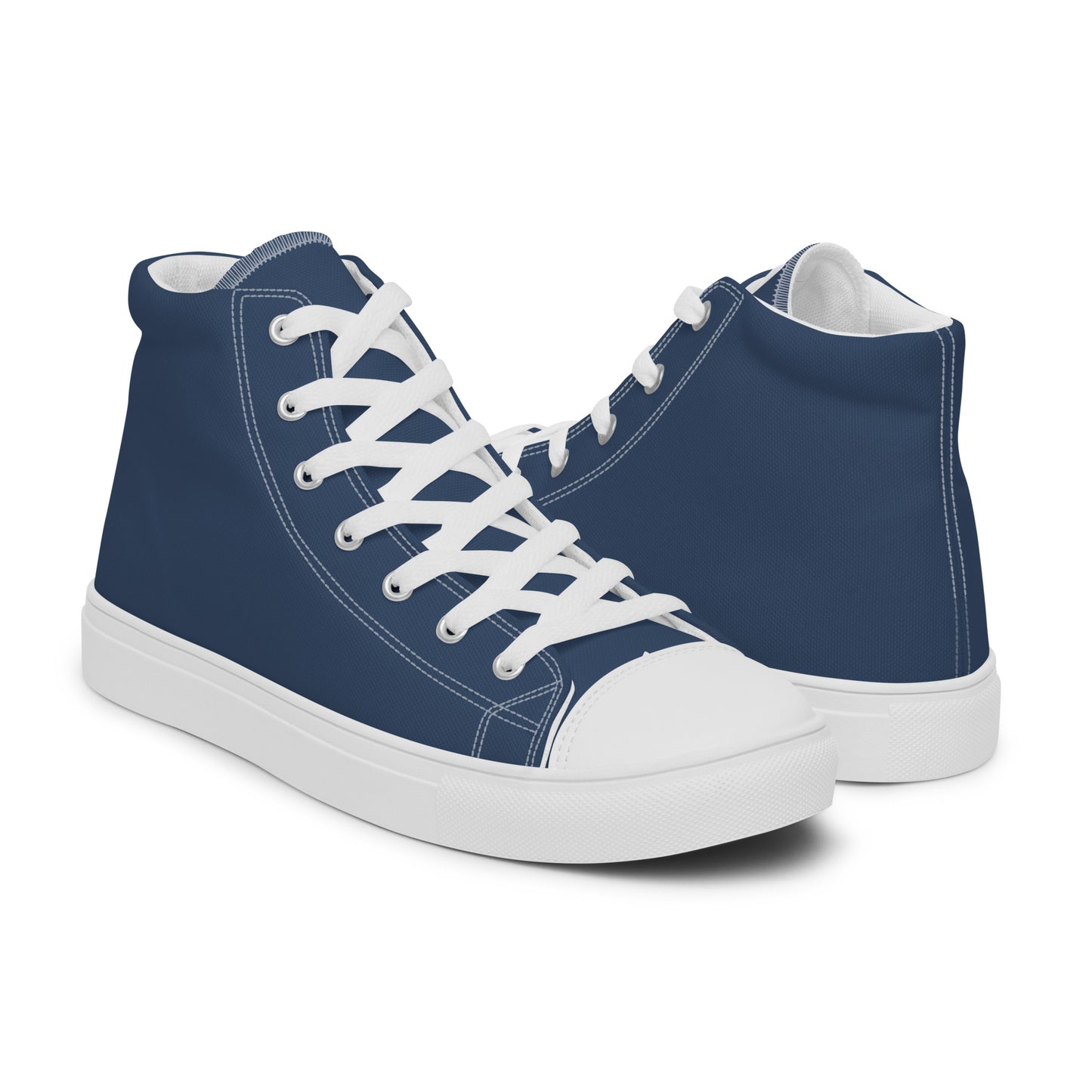 Navy Blue - Sustainably Made Men's High Top Canvas Shoes