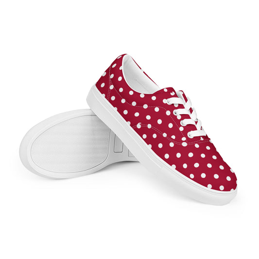 Maroon Polka Dot - Inspired By Taylor Swift - Sustainably Made Men’s lace-up canvas shoes
