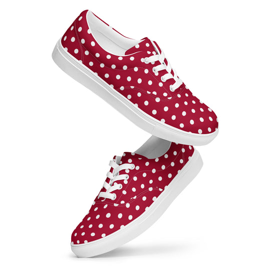 Maroon Polka Dot - Inspired By Taylor Swift - Sustainably Made Women’s lace-up canvas shoes
