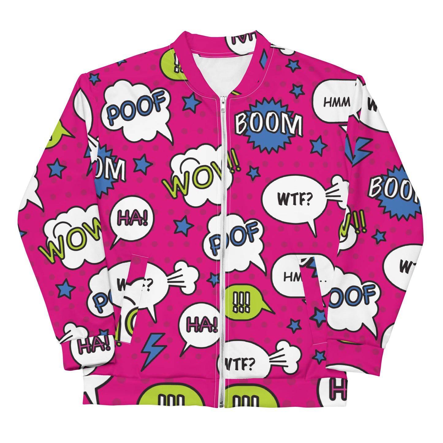 Comic fight graphic sustainably made bomber jacket