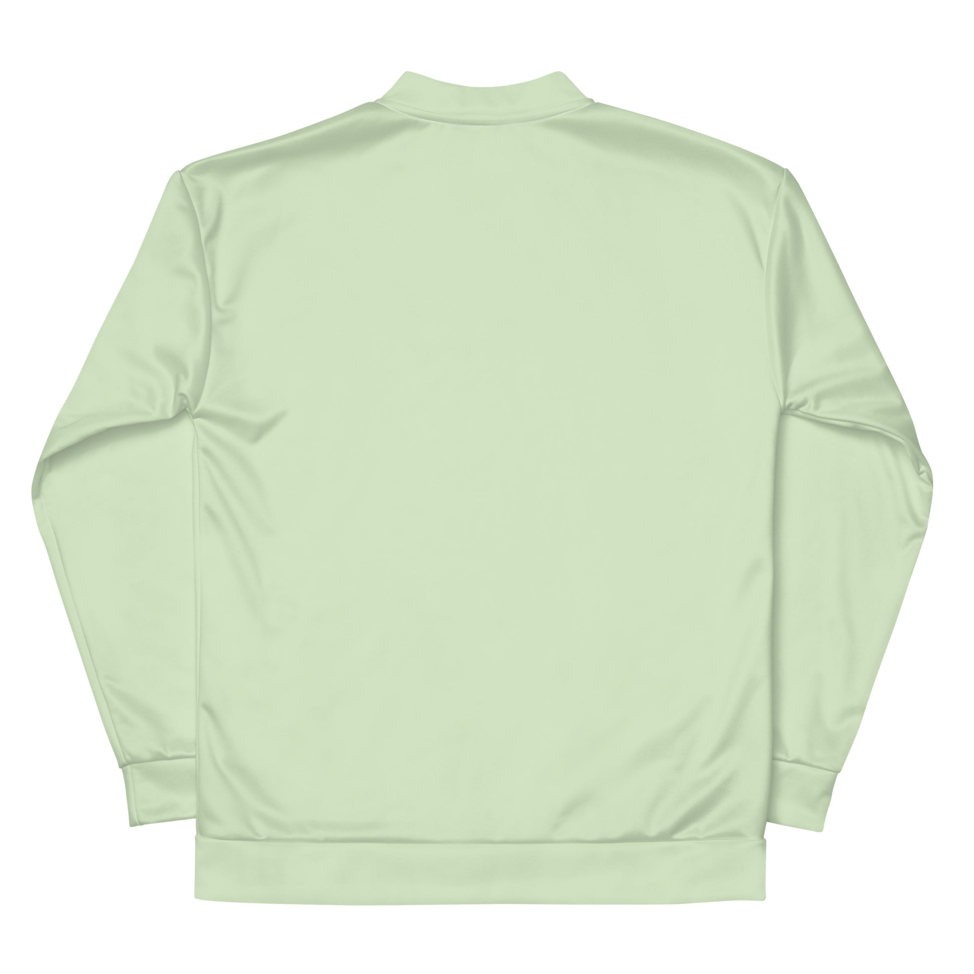 Ethically made mint bomber jacket with silver zipper