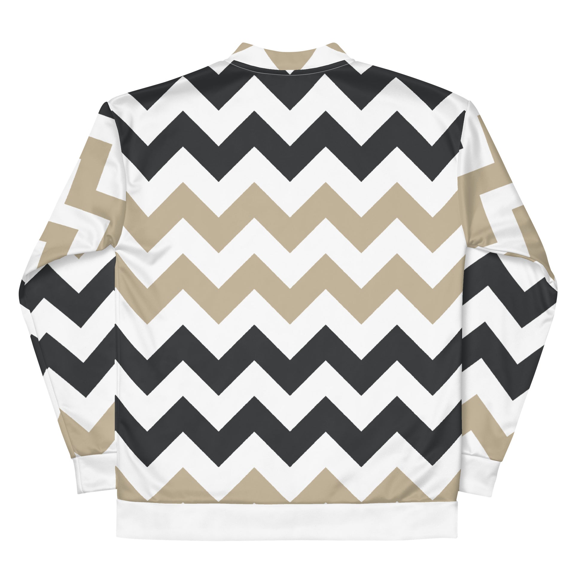 Graphic patterned bomber jacket with two tone design