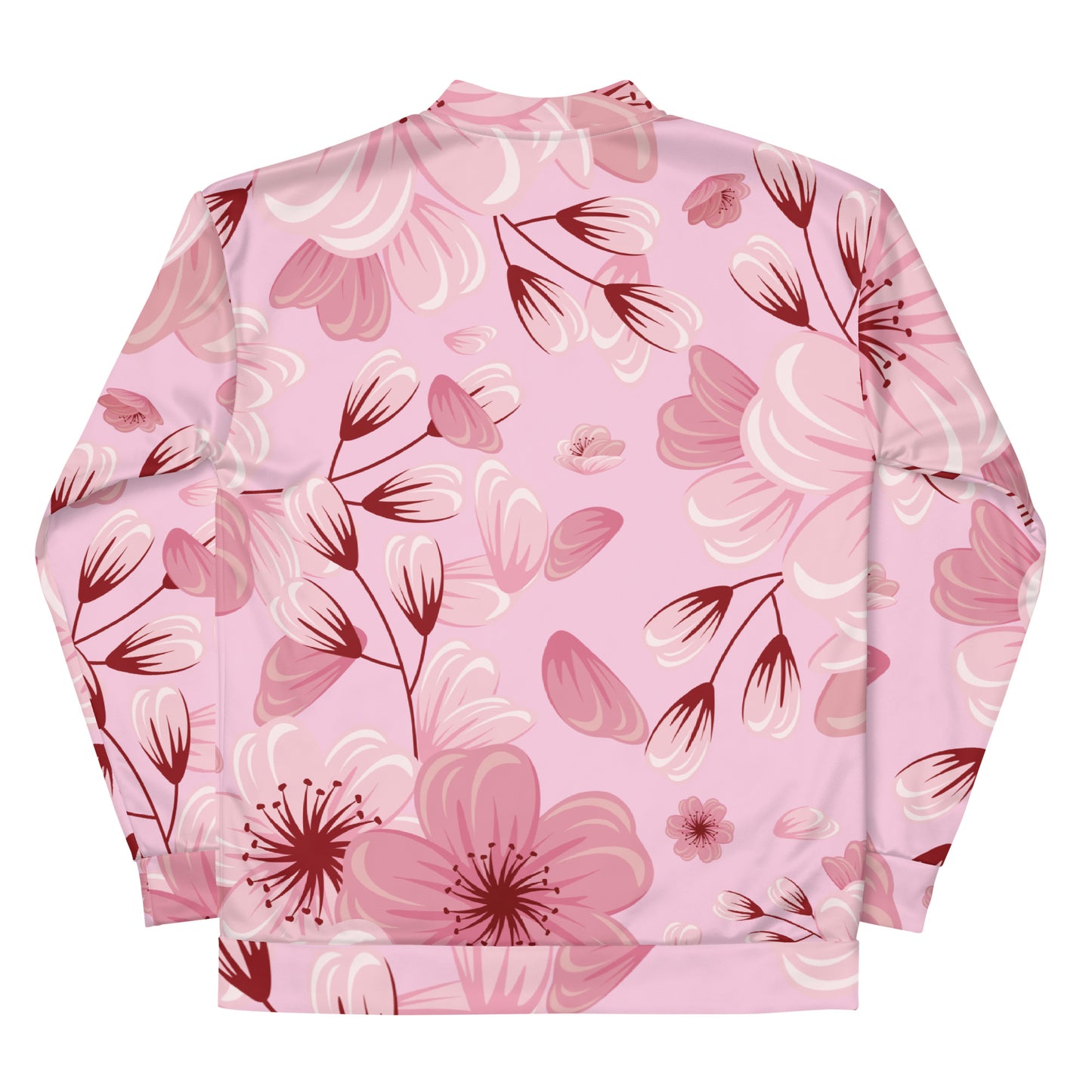 Eco-friendly floral bomber jacket with brushed fleece