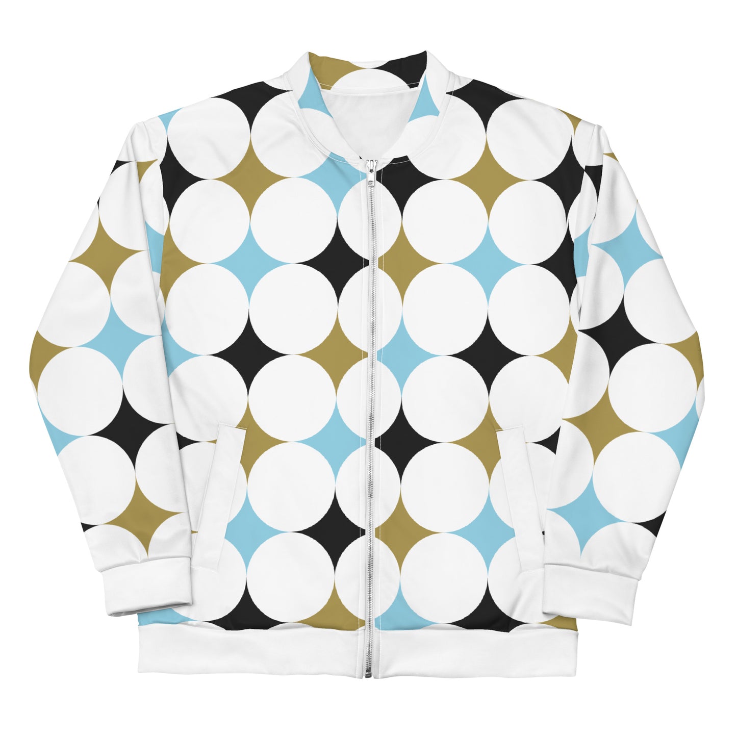 Retro rounded pattern sustainable bomber jacket