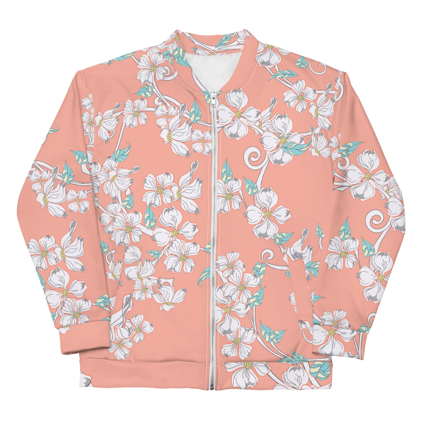 Pink floral pattern bomber jacket