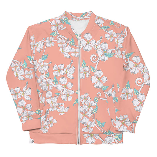 Pink floral pattern bomber jacket