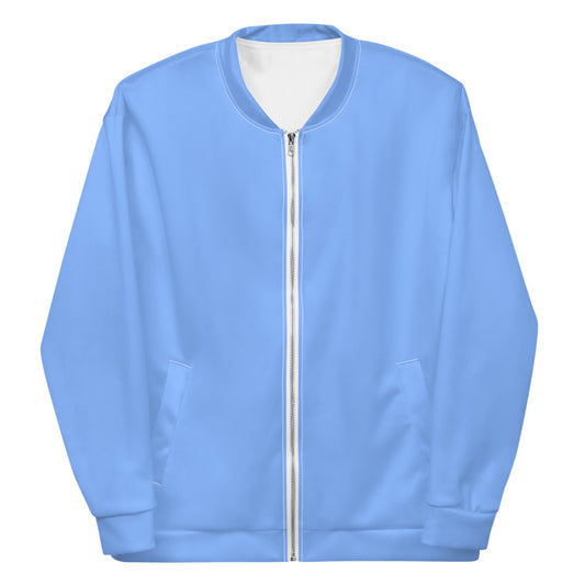 Basic light blue sustainably made bomber jacket with all-over print