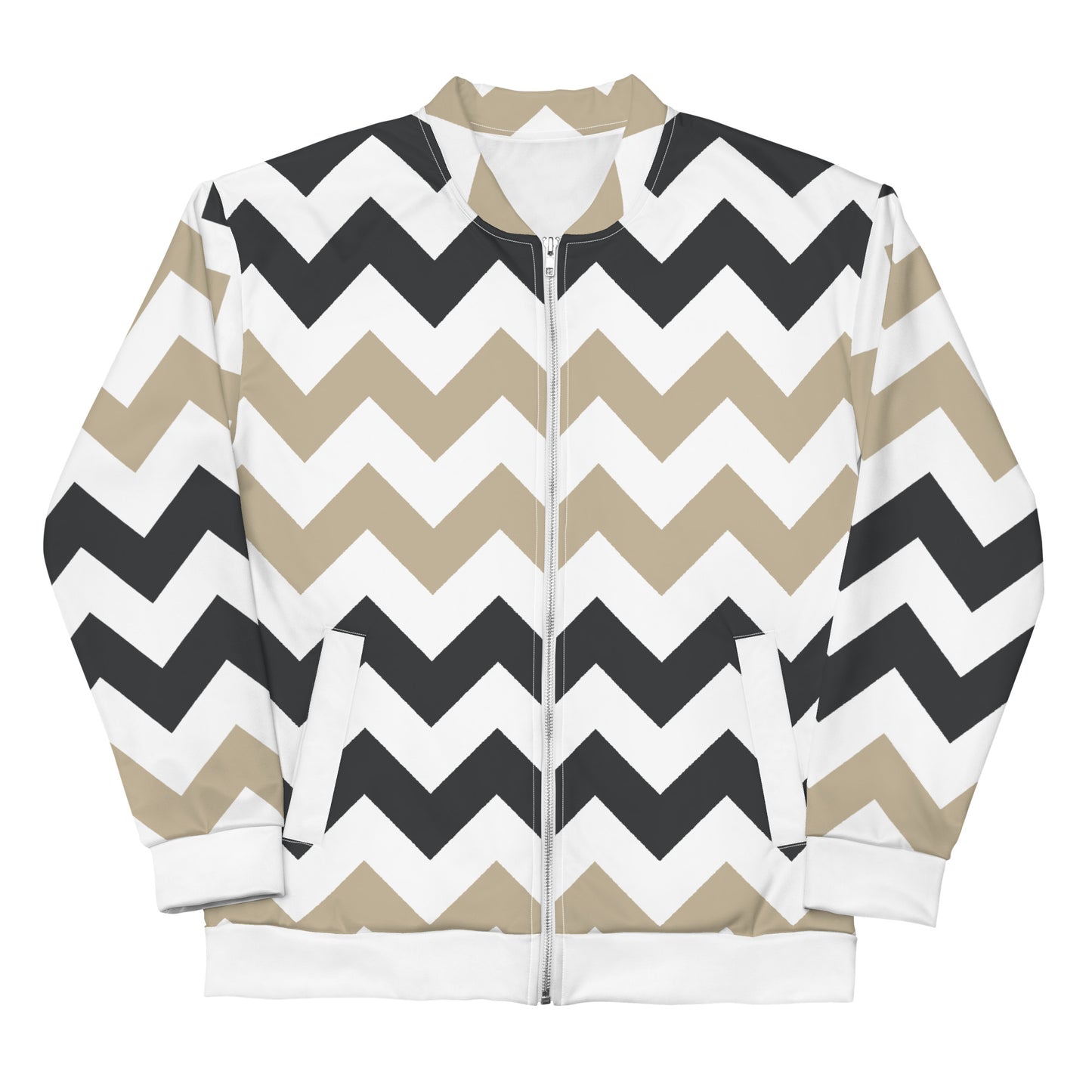 Two tone zigzag pattern sustainably made bomber jacket