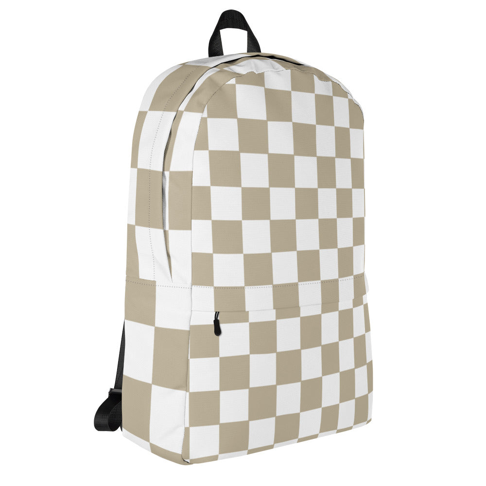 Mocca Chequered Flag - Sustainably Made Backpack