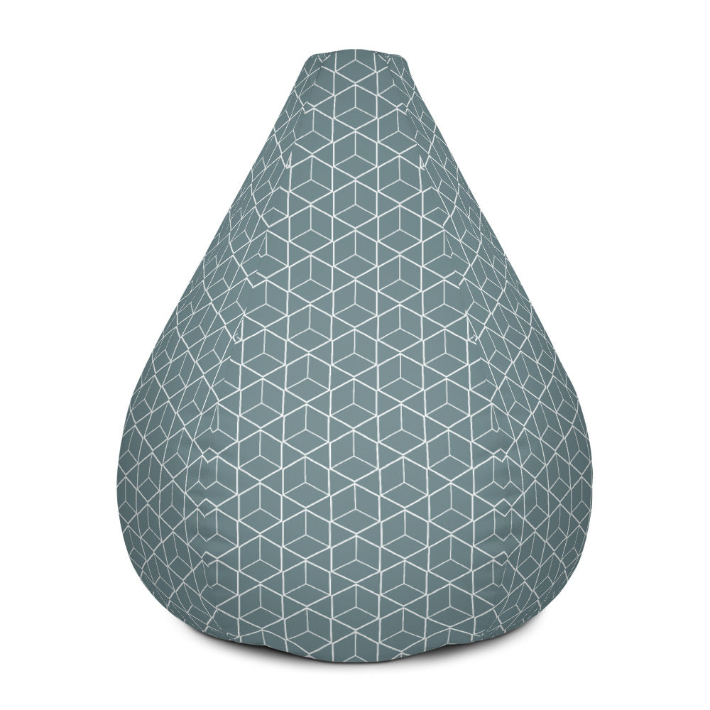 Geometric Blue - Sustainably Made Bean Bag Chair Cover