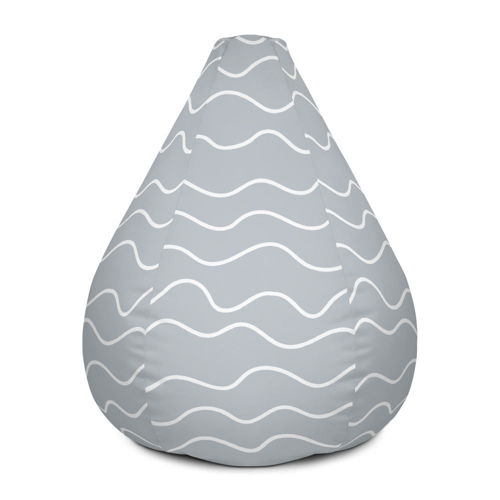 Hand Drawn Waves - Sustainably Made Bean Bag Chair Cover